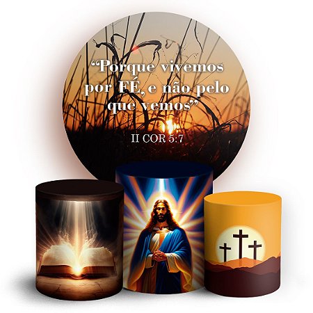 Capas Painel Redondo e Trio Cilindro Sublimado - Religioso