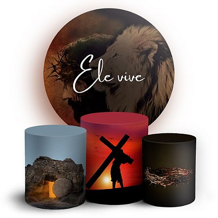 Capas Painel Redondo e Trio Cilindro Sublimado - Religioso