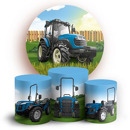 Capas Painel Redondo e Trio Cilindro Sublimado - Fazendinha Trator