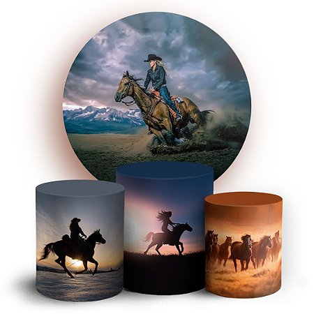 Capas Painel Redondo e Trio Cilindro Sublimado - Boiadeiros