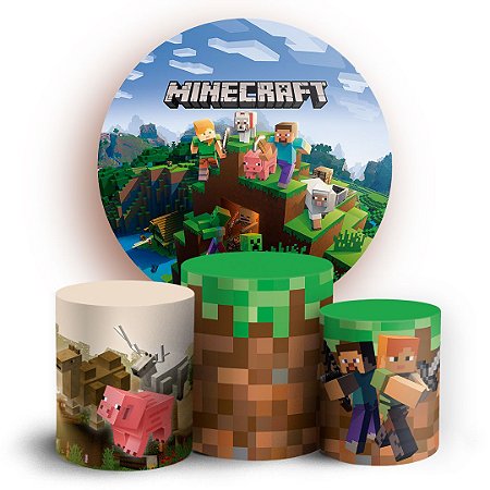 Capas Painel Redondo e Trio Cilindro Sublimado - Minecraft