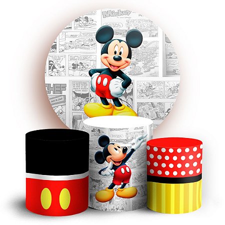 Capas Painel Redondo e Trio Cilindro Sublimado - Mickey Quadrinhos