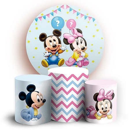 Capas Painel Redondo e Trio Cilindro Sublimado - Mickey Baby
