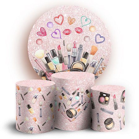 Capas Painel Redondo e Trio Cilindro Sublimado - Maquiagem