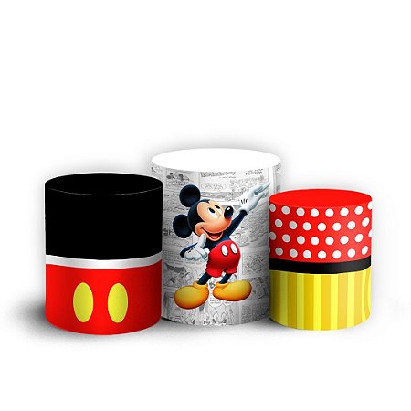 Trio Cilindro - Mickey Quadrinhos - Sublimado 3D + Elástico