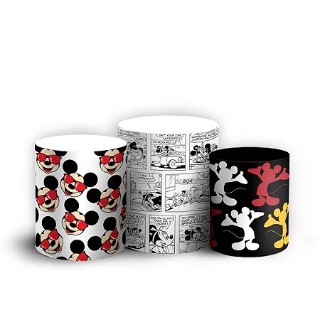 Trio Cilindro - Mickey Quadrinhos - Sublimado 3D + Elástico