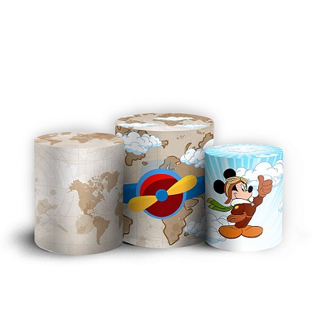 Capas Trio Cilindro Sublimado Vest Facil - Mickey Aviador
