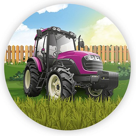 Capa Painel Redondo Sublimado - Fazendinha Trator