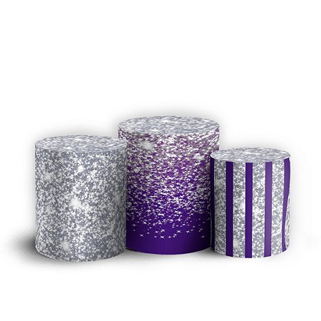 Capas Trio Cilindro Sublimado Vest Facil - Glitter Roxo