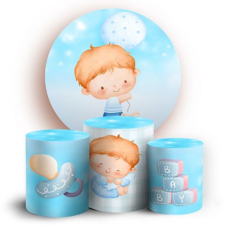 Capas Painel Redondo e Trio Cilindro Sublimado - Menino Baby