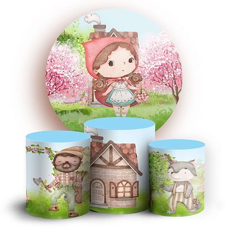 Capas Painel Redondo e Trio Cilindro Sublimado - Chapeuzinho Vermelho