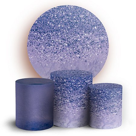Capas Painel Redondo e Trio Cilindro Sublimado - Glitter Roxo