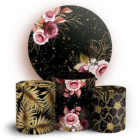 Capas Painel Redondo e Trio Cilindro Sublimado - Floral