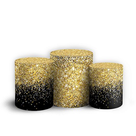 Capas Trio Cilindro Sublimado Vest Facil - Glitter Dourado