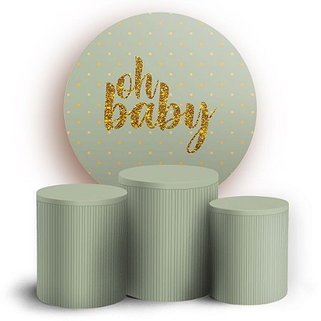 Capas Painel Redondo e Trio Cilindro Sublimado - Oh Baby Verde