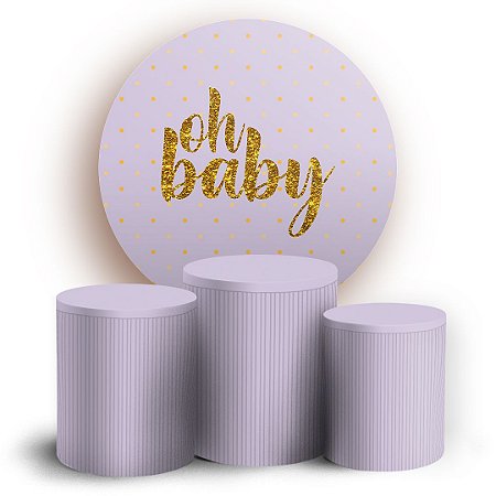 KIT Redondo e Trio - Oh Baby Lilas - Sublimado 3D