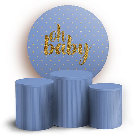 Capas Painel Redondo e Trio Cilindro Sublimado - Oh Baby Azul