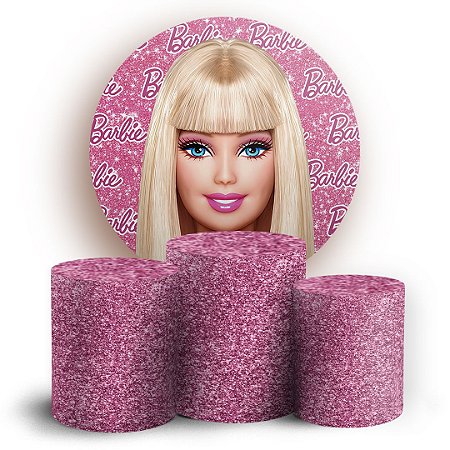 Capas Painel Redondo e Trio Cilindro Sublimado - Barbie Glitter
