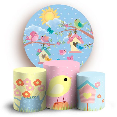 Capas Painel Redondo e Trio Cilindro Sublimado - Jardim