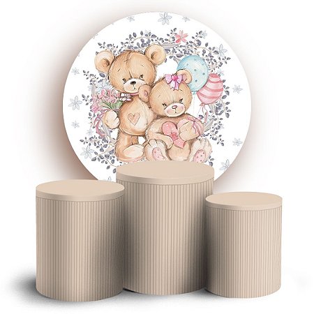 Capas Painel Redondo e Trio Cilindro Sublimado - Ursinho Revelacao