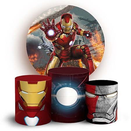 Capas Painel Redondo e Trio Cilindro Sublimado - Homem de Ferro