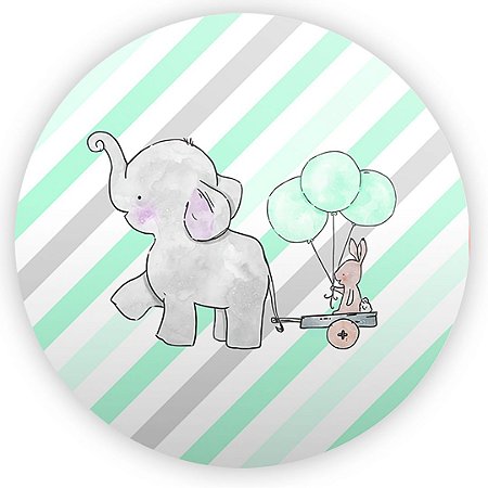 Capa Painel Redondo Sublimado - Elefantinho Verde