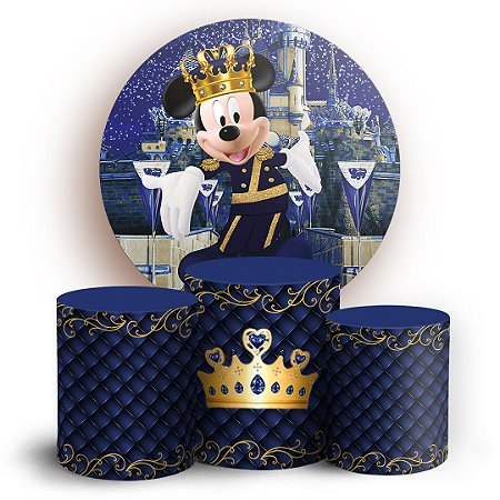 Capas Painel Redondo e Trio Cilindro Sublimado - Mickey Realeza