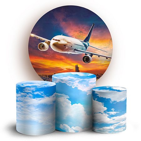 Capas Painel Redondo e Trio Cilindro Sublimado - Aviao