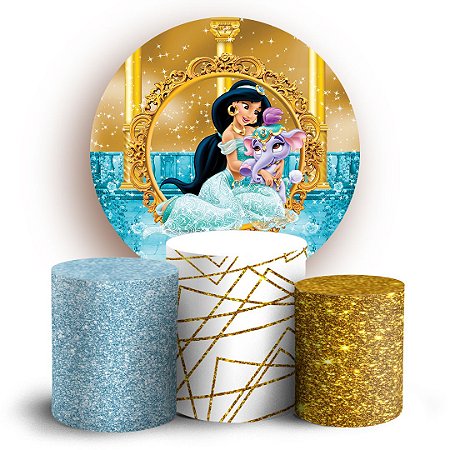 Capas Painel Redondo e Trio Cilindro Sublimado - Princesa Jasmine