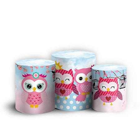 Capas Trio Cilindro Sublimado Vest Facil - Pássaros Cute