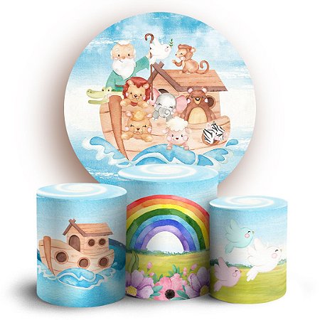 Capas Painel Redondo e Trio Cilindro Sublimado - Arca de Noe
