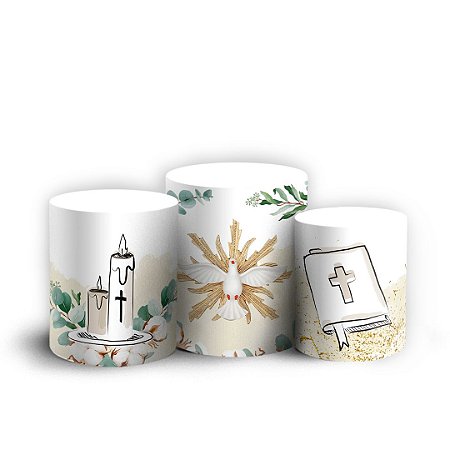 Capas Trio Cilindro Sublimado Vest Facil - Primeira Comunhão