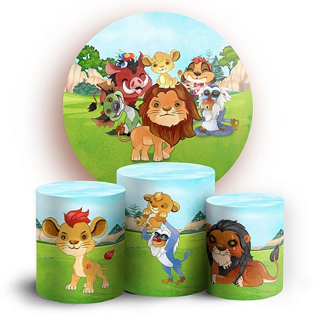 Capas Painel Redondo e Trio Cilindro Sublimado - Rei Leao