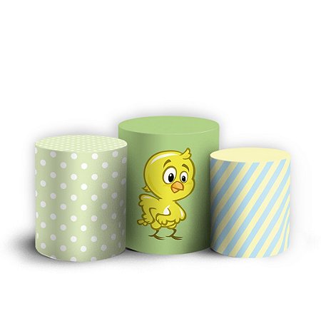 Capas Trio Cilindro Sublimado Vest Facil - Pintinho Amarelinho