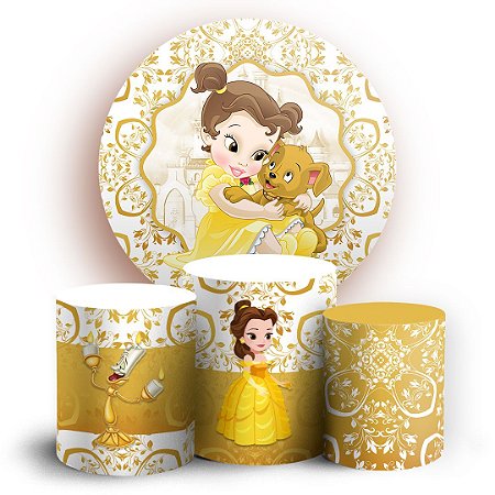 Capas Painel Redondo e Trio Cilindro Sublimado - Princesa Bela
