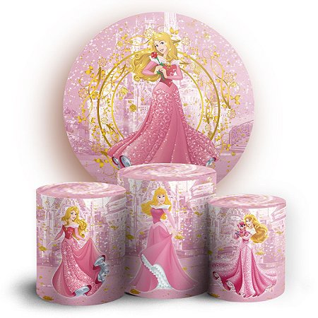 Capas Painel Redondo e Trio Cilindro Sublimado - Princesa Aurora