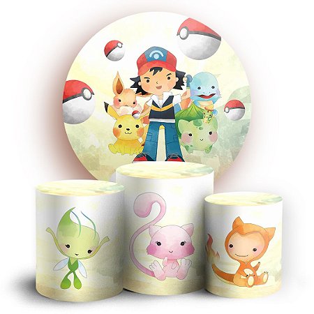Capas Painel Redondo e Trio Cilindro Sublimado - Pokemon
