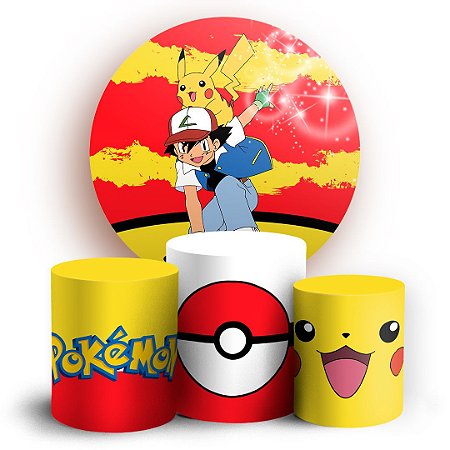 Capas Painel Redondo e Trio Cilindro Sublimado - Pokemon