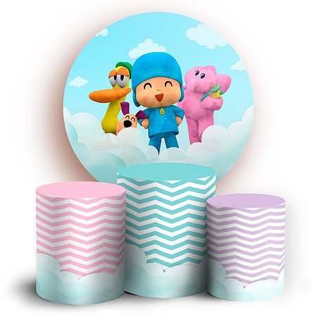 Capas Painel Redondo e Trio Cilindro Sublimado - Pocoyo