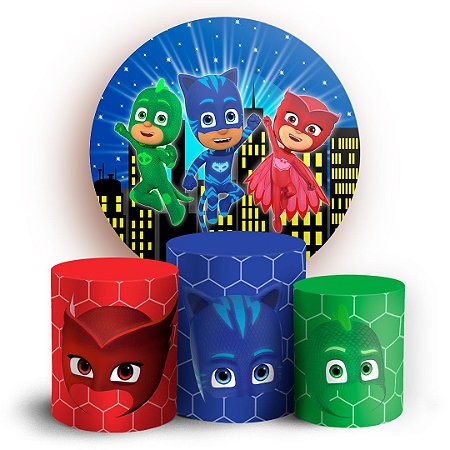 Capas Painel Redondo e Trio Cilindro Sublimado - Pj Mask