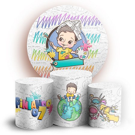 Capas Painel Redondo e Trio Cilindro Sublimado - Pintando o 7