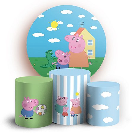 Capas Painel Redondo e Trio Cilindro Sublimado - Peppa Pig