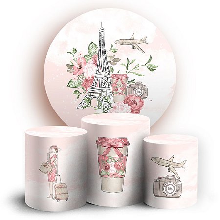 Capas Painel Redondo e Trio Cilindro Sublimado - Paris