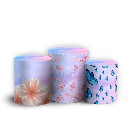 Capas Trio Cilindro Sublimado Vest Facil - Nossa Senhora Borboletas