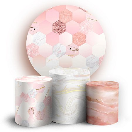 Capas Painel Redondo e Trio Cilindro Sublimado - Marmore
