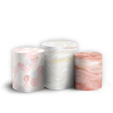 Trio Cilindro - Mármore - Sublimado 3D + Elástico