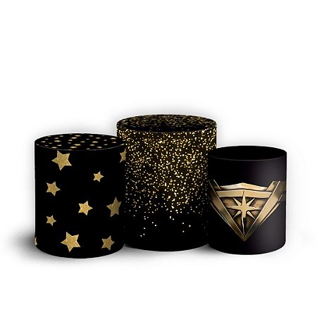 Capas Trio Cilindro Sublimado Vest Facil - Mulher Maravilha Glitter