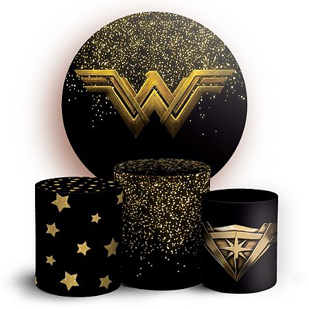 KIT Redondo e Trio - Mulher Maravilha Glitter - Sublimado 3D