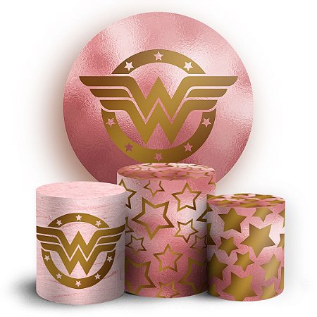 Capas Painel Redondo e Trio Cilindro Sublimado - Mulher Maravilha