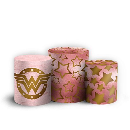 Capas Trio Cilindro Sublimado Vest Facil - Mulher Maravilha